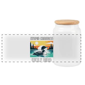 Loon Kanadischer Ungewöhnlicher Humor - Panorama Keksdose mit Holzdeckel - Weiß - Vorne