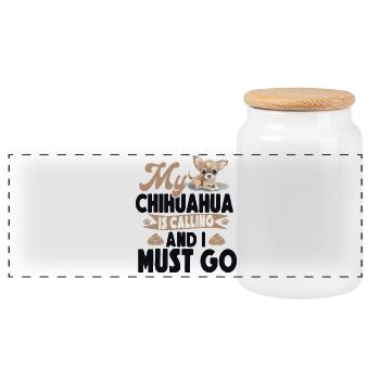 Chihuahua Chihuahueño Mon Chihuahua - Boîte à biscuits avec couvercle en bois - blanc - Devant
