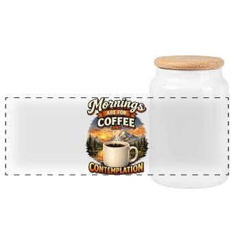 Les matins sont faits pour le café - Amoureux du café - Boîte à biscuits avec couvercle en bois - blanc - Devant
