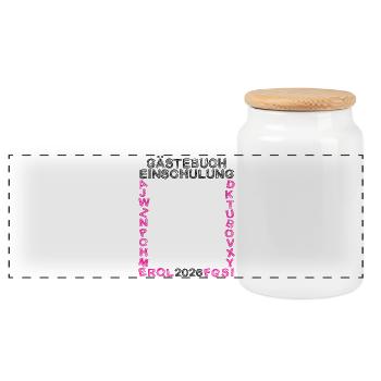 Guestbook School Enrollment 2026 Start of School School Child - Panoramic Cookie Jar with Wooden Lid - white - Front