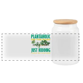 Plantaholic Plant Lover Gardener Gardening - Panoramic Cookie Jar with Wooden Lid - white - Front