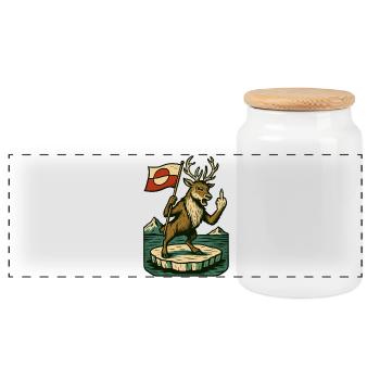 Greenland Shirt Reindeer Caribou - Panoramic Cookie Jar with Wooden Lid - white - Front