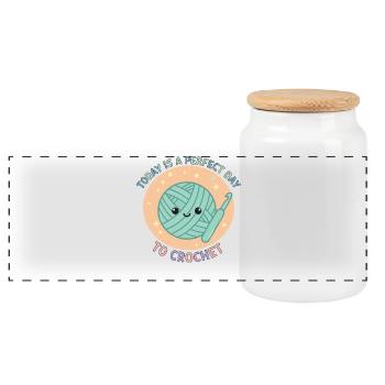 Aujourd’hui est un jour parfait pour crocheter de façon drôle - Boîte à biscuits avec couvercle en bois - blanc - Devant