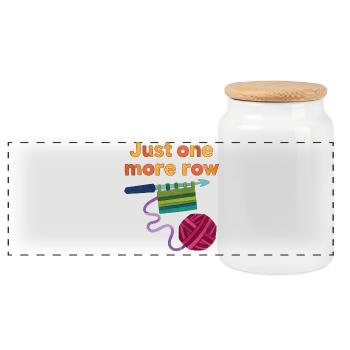 Funny Crochet Just One More Row Crochet Lover - Panoramic Cookie Jar with Wooden Lid - white - Front