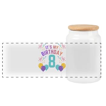 C’est mon anniversaire enfants Anniversaire 8 ans fille - Boîte à biscuits avec couvercle en bois - blanc - Devant
