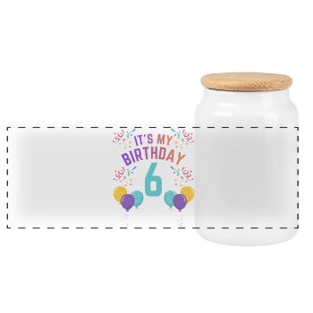 6 ans fille C’est mon anniversaire Enfants Anniversaire - Boîte à biscuits avec couvercle en bois - blanc - Devant