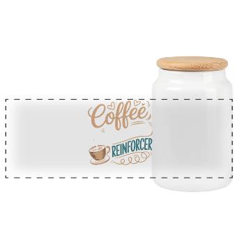 Coffee Is My Preferred Reinforcer - Panoramic Cookie Jar with Wooden Lid - white - Front