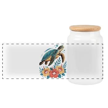 Sea Turtle Ocean Addict Design - Panoramic Cookie Jar with Wooden Lid - white - Front