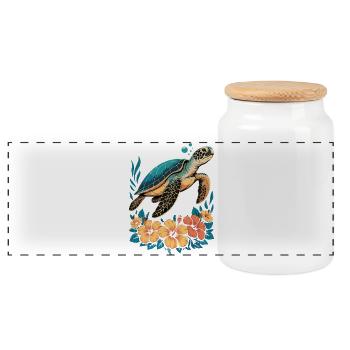 Meeresschildkröte Ozean Addict Design - Panorama Keksdose mit Holzdeckel - Weiß - Vorne