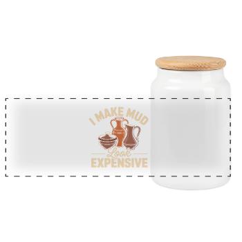 Motif créatif de l’art en argile pour accro à la poterie - Boîte à biscuits avec couvercle en bois - blanc - Devant