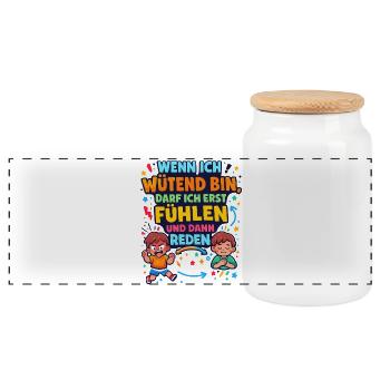 When I'm angry, feel first then talk - Panoramic Cookie Jar with Wooden Lid - white - Front