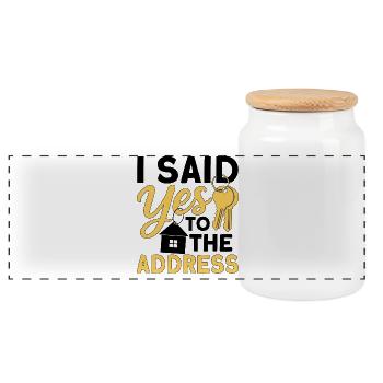 I Said Yes To The Address - Boîte à biscuits avec couvercle en bois - blanc - Devant