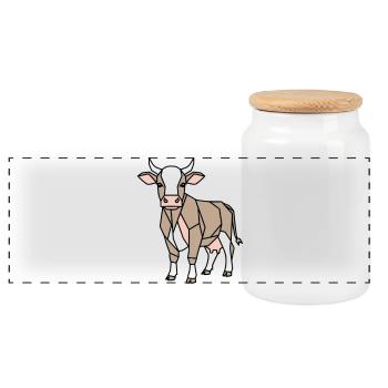 Vache géométrique Low Poly Modern - Boîte à biscuits avec couvercle en bois - blanc - Devant