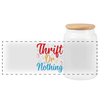Thrift Shopper Thrift Or Nothing Thrift Store - Panorama Keksdose mit Holzdeckel - Weiß - Vorne
