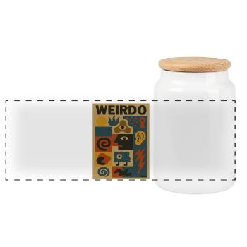 Weirdo Kaleidoskop Muster - Panorama Keksdose mit Holzdeckel - Weiß - Vorne