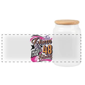 Reine du 48e anniversaire - Boîte à biscuits avec couvercle en bois - blanc - Devant