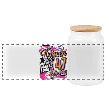 Reine du 47e anniversaire - Boîte à biscuits avec couvercle en bois - blanc - Devant