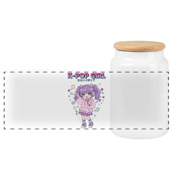 K-POP GIRL Anime Koreanische Musik Süße Kpop-Fans - Panorama Keksdose mit Holzdeckel - Weiß - Vorne