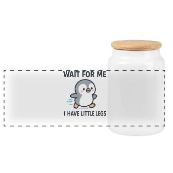 Pinguin Spruch Humor Meme Lustig Geschenkidee - Panorama Keksdose mit Holzdeckel - Weiß - Vorne