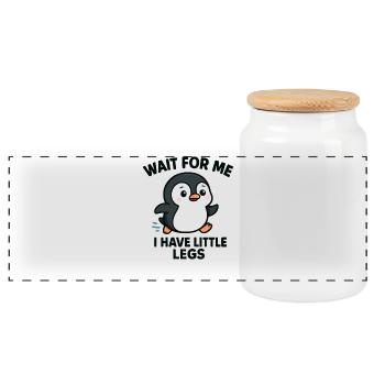 Pinguin Spruch Humor Meme Lustig Geschenkidee - Panorama Keksdose mit Holzdeckel - Weiß - Vorne