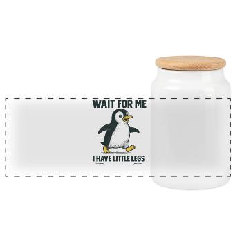 Pinguin Spruch Humor Meme Lustig Geschenkidee - Panorama Keksdose mit Holzdeckel - Weiß - Vorne