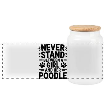 Poodle Sayings Dogs Funny Poodle Gift - Panoramic Cookie Jar with Wooden Lid - white - Front