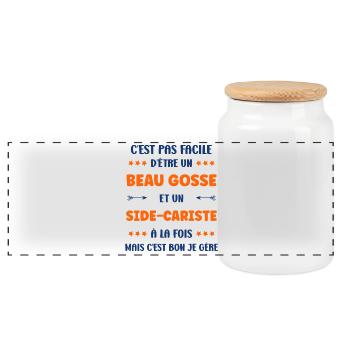 Beau Gosse et Sidecariste Je Gere - Boîte à biscuits avec couvercle en bois - blanc - Devant