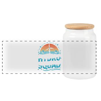 Hydro Squad Renewable Energy Hydropower - Panoramic Cookie Jar with Wooden Lid - white - Front