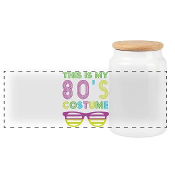 Style 80s Retro Party Outfit 80s - Panoramic Cookie Jar with Wooden Lid - white - Front