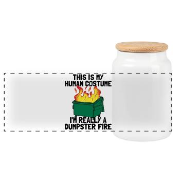 Lustig, dass dies mein menschliches Kostüm-Müllton - Panorama Keksdose mit Holzdeckel - Weiß - Vorne
