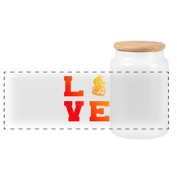 Direct Roadbike Statement - Panoramic Cookie Jar with Wooden Lid - white - Front