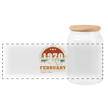 Februar 1978 Vintage-Retro-Geburtstagsgeschenk - Panorama Keksdose mit Holzdeckel - Weiß - Vorne