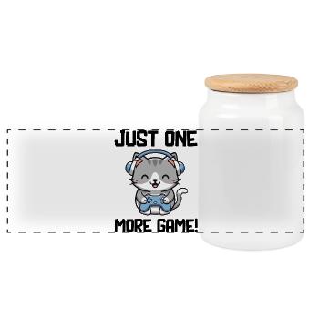 Just one more Game cute kitten Gamer Cat Gaming - Panorama Keksdose mit Holzdeckel - Weiß - Vorne