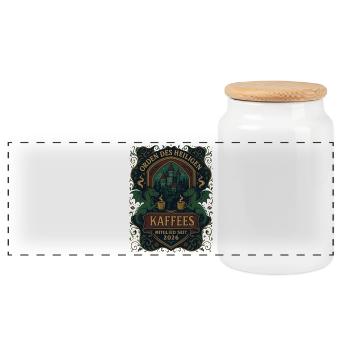 Order of the Holy Coffee | Member 2026 - Panoramic Cookie Jar with Wooden Lid - white - Front