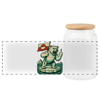 Mains Off Ours Polaire Arctique du drapeau du Groenland - Boîte à biscuits avec couvercle en bois - blanc - Devant