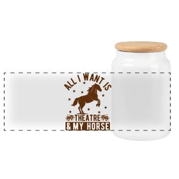 Théâtre musical Tout ce que je veux Mon cadeau de cheval et de théâtre - Boîte à biscuits avec couvercle en bois - blanc - Devant