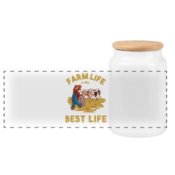 La vie à la ferme est la meilleure vie – Design drôle de fermier - Boîte à biscuits avec couvercle en bois - blanc - Devant