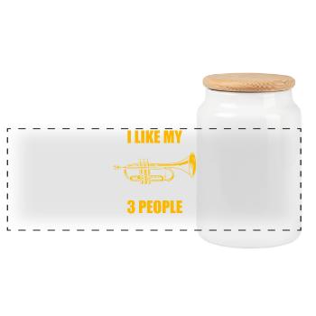 I like my trumpet trumpet player - Panoramic Cookie Jar with Wooden Lid - white - Front