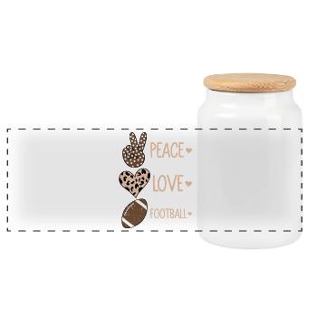 Saison des fans de Peace Love Football Player - Boîte à biscuits avec couvercle en bois - blanc - Devant