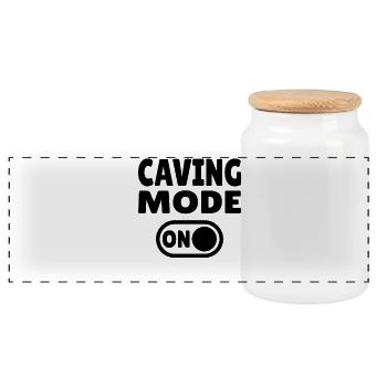 Caving Mode ON – Cave Adventure in the Dark - Panoramic Cookie Jar with Wooden Lid - white - Front
