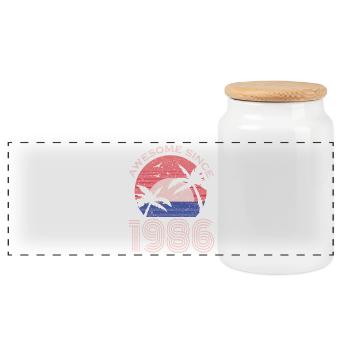 Aloha Sunset 1996 Retro - Panorama Keksdose mit Holzdeckel - Weiß - Vorne