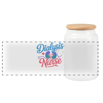 Dialyse Pflegekraft Design - Panorama Keksdose mit Holzdeckel - Weiß - Vorne