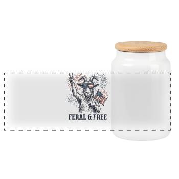 Des images drôles et patriotiques de sauvage et libre - Boîte à biscuits avec couvercle en bois - blanc - Devant