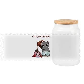 Allez, fais quelque chose – Café pour mon cerveau - Boîte à biscuits avec couvercle en bois - blanc - Devant