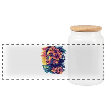 Rêve d’hibiscus au coucher du soleil - Boîte à biscuits avec couvercle en bois - blanc - Devant