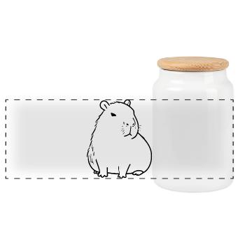 Capybara capybara black - Panoramic Cookie Jar with Wooden Lid - white - Front
