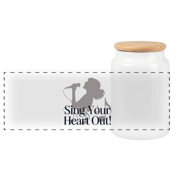 Chante à fond de toi avec ton cœur silhouette - Boîte à biscuits avec couvercle en bois - blanc - Devant