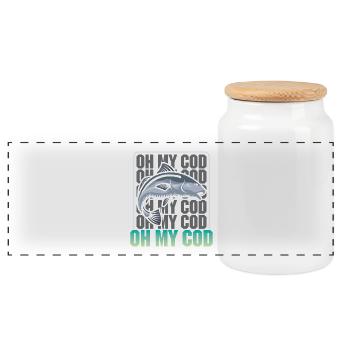 Angler Gift Funny Fishing Fisherman Fishing - Panoramic Cookie Jar with Wooden Lid - white - Front