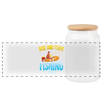 Angler Fisherman Petri Disciple Saying Fishing Funny - Panoramic Cookie Jar with Wooden Lid - white - Front