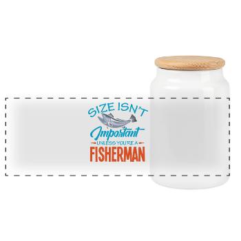 Fishing Angler Fish Fisherman Sayings Petri Heil - Panoramic Cookie Jar with Wooden Lid - white - Front